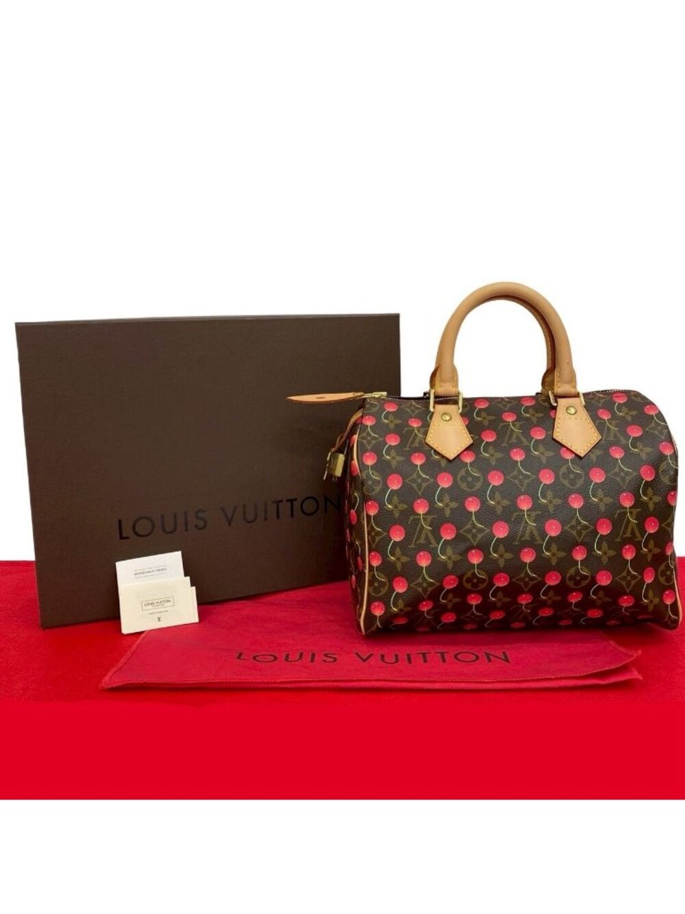 Louis Vuitton Speedy 25 Monogram Cherry Takashi Murakami Collaboration Leather